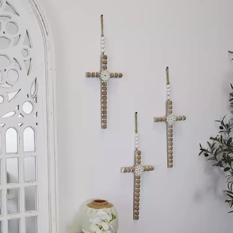 floral_beaded_wood_cross_wall_plaques_set_of__4.webp Floral Beaded Wood Cross Wall Plaques, Set of 3>Kirklands Home Shop