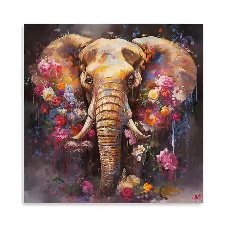 Floral Elephant Canvas Art Print>Kirklands Home Shop