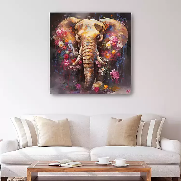 Floral Elephant Canvas Art Print>Kirklands Home Shop