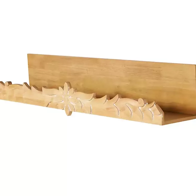 Floral Scroll Natural Wood Wall Shelf>Kirklands Home Online