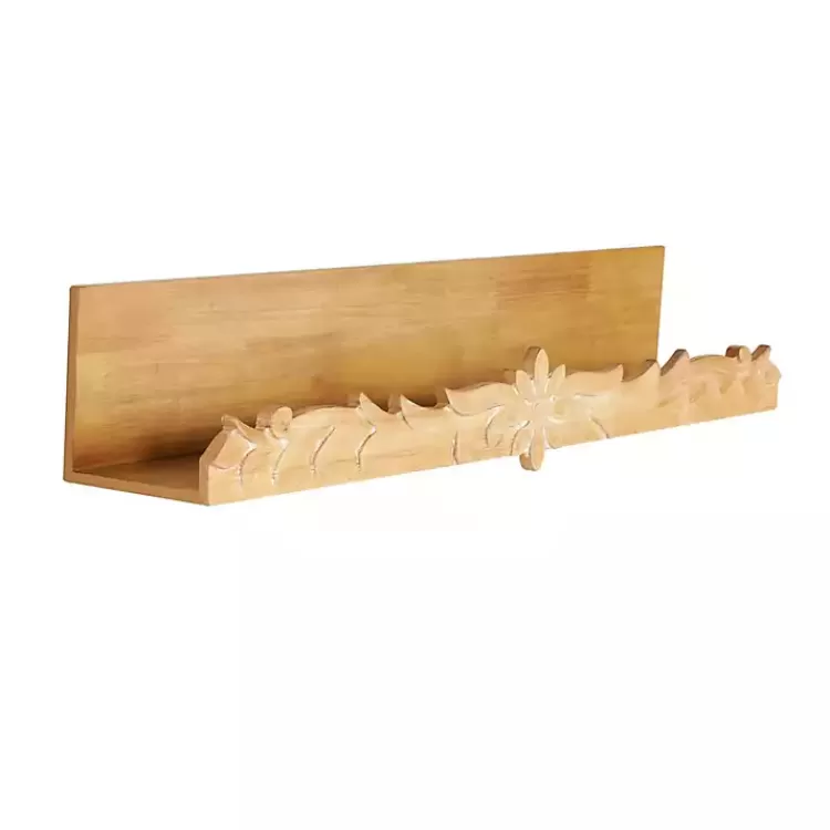 Floral Scroll Natural Wood Wall Shelf>Kirklands Home Online