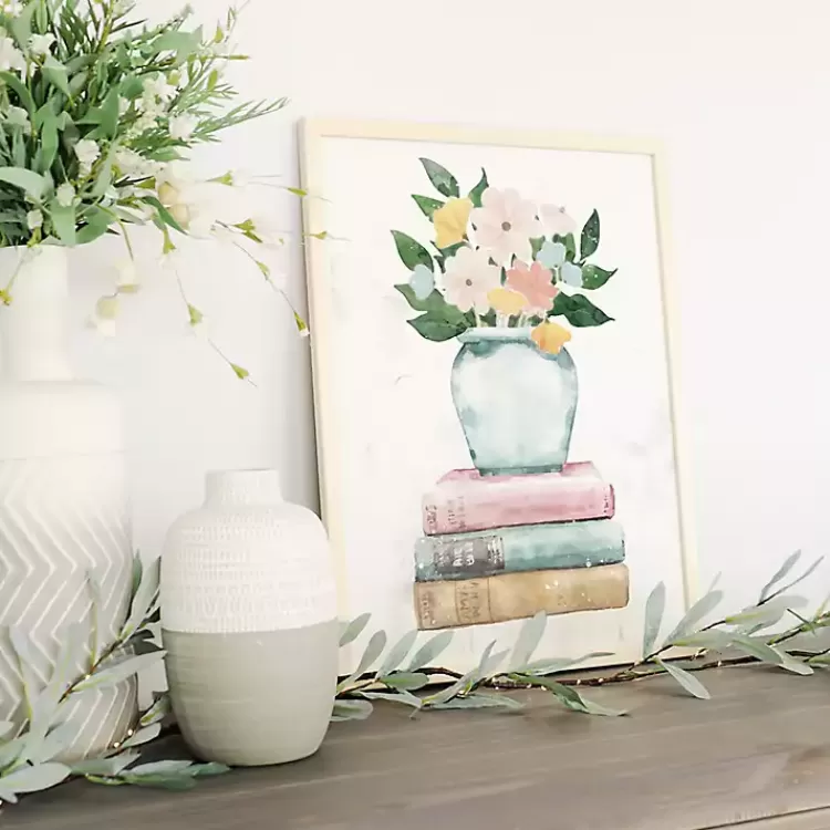Floral Vase on Books Framed Art Print>Kirklands Home Discount