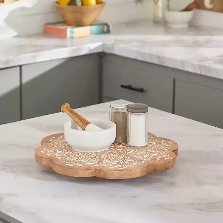 Floral Wood Lazy Susan Cake Stand>Kirklands Home Outlet