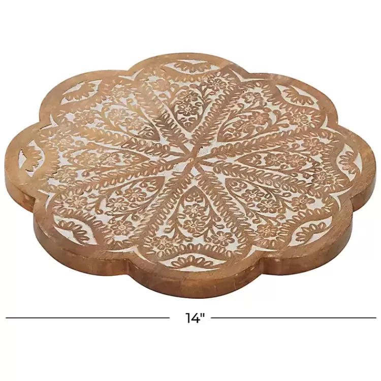 floral_wood_lazy_susan_cake_stand_4.webp Floral Wood Lazy Susan Cake Stand>Kirklands Home Outlet
