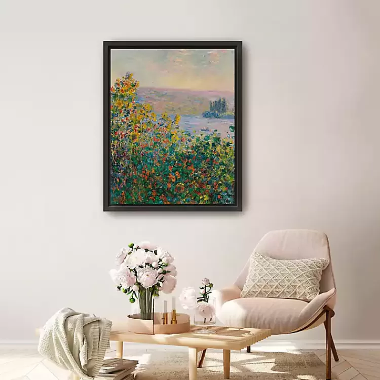 Flower Beds at Vetheuil Framed Canvas Art Print>Kirklands Home Hot