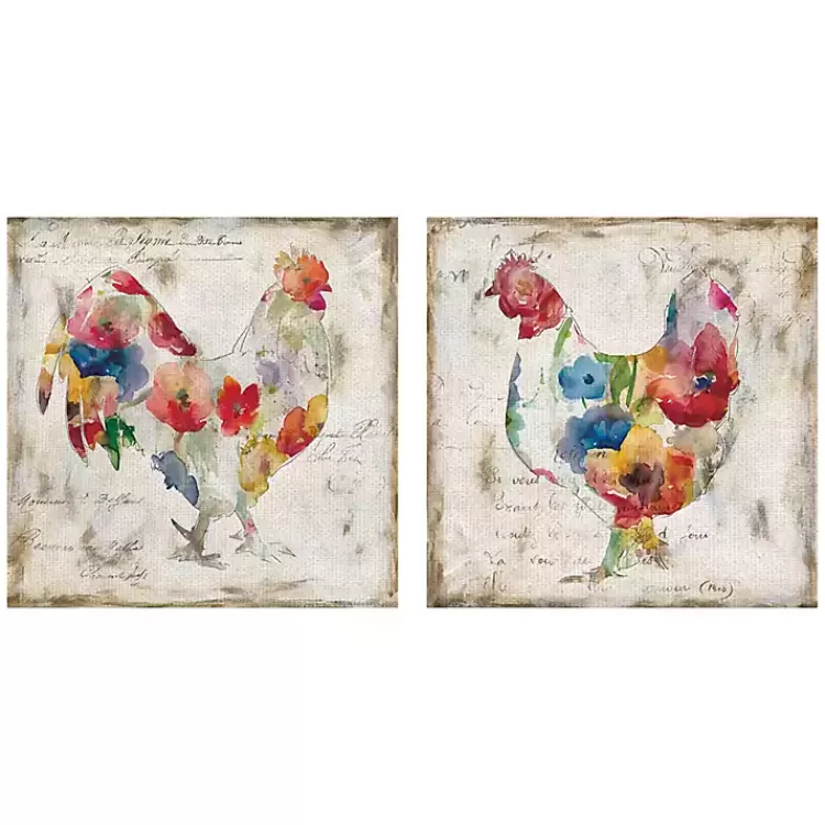 Flowered Chicken Canvas Art Print, Set of 2>Kirklands Home Flash Sale