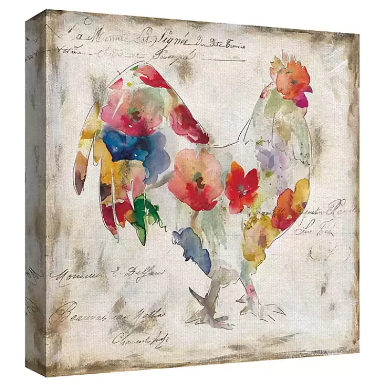 flowered_chicken_canvas_art_print_set_of__2.webp Flowered Chicken Canvas Art Print, Set of 2>Kirklands Home Flash Sale
