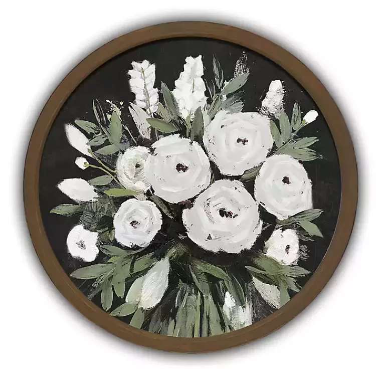 Flowers on Black Background Brown Framed Art Print>Kirklands Home Sale