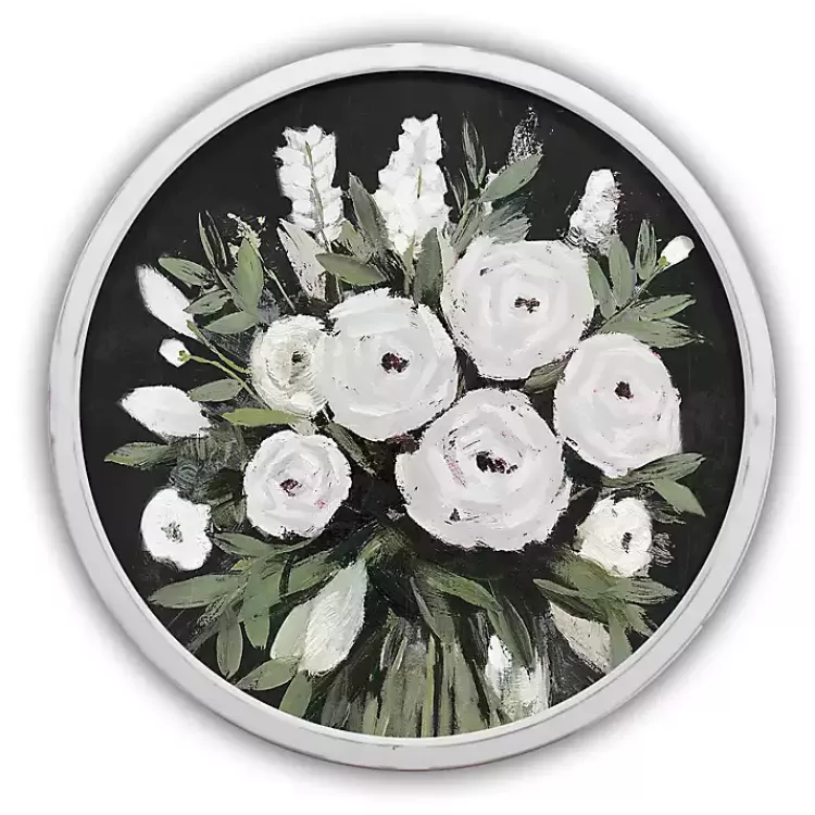 Flowers on Black Background White Framed Art Print>Kirklands Home Flash Sale