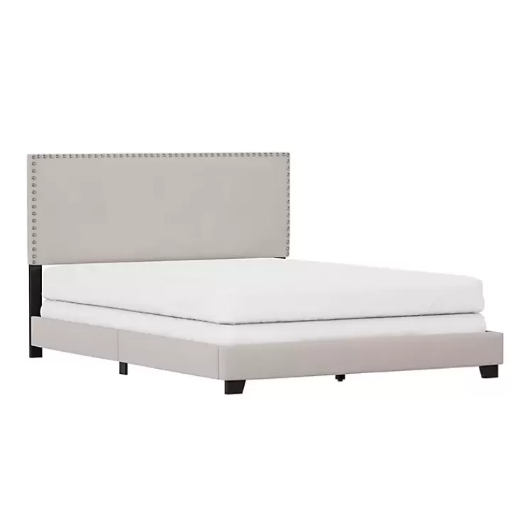Fog Upholstered Nailhead Trim Queen Bed>Kirklands Home Store