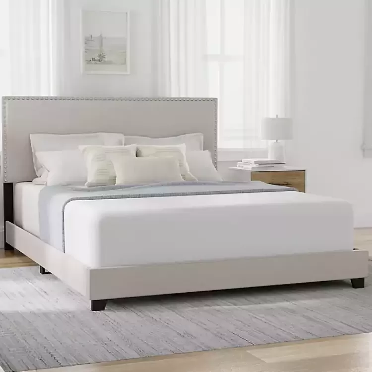 Fog Upholstered Nailhead Trim Queen Bed>Kirklands Home Store