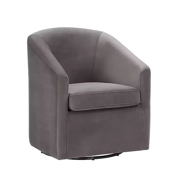 Fog Velvet Swivel Barrel Accent Chair>Kirklands Home New