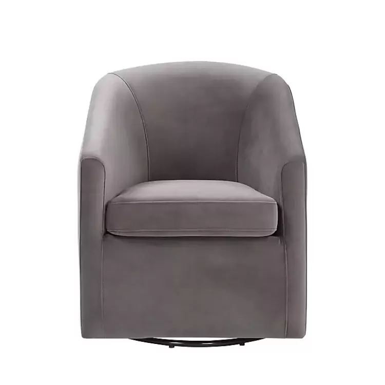 Fog Velvet Swivel Barrel Accent Chair>Kirklands Home New