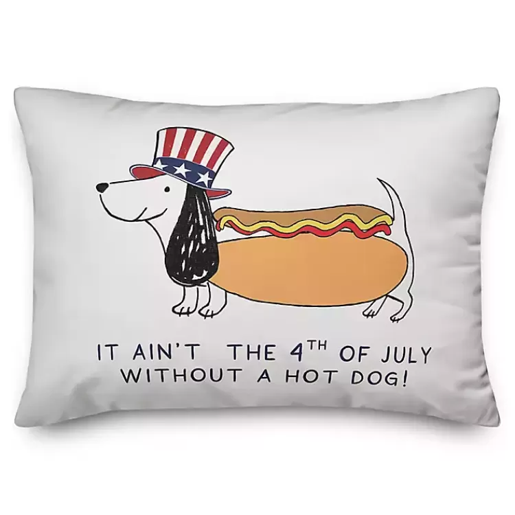 Fourth of July Hot Dog Indoor/Outdoor Pillow>Kirklands Home New
