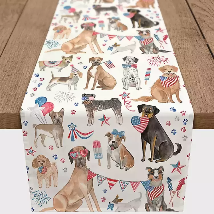 Fourth of July Patriotic Pups Table Runner, 90 in.>Kirklands Home Shop