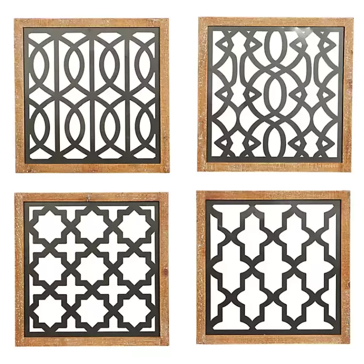 Framed Matte Black Metal Wall Plaques, Set of 4>Kirklands Home Store