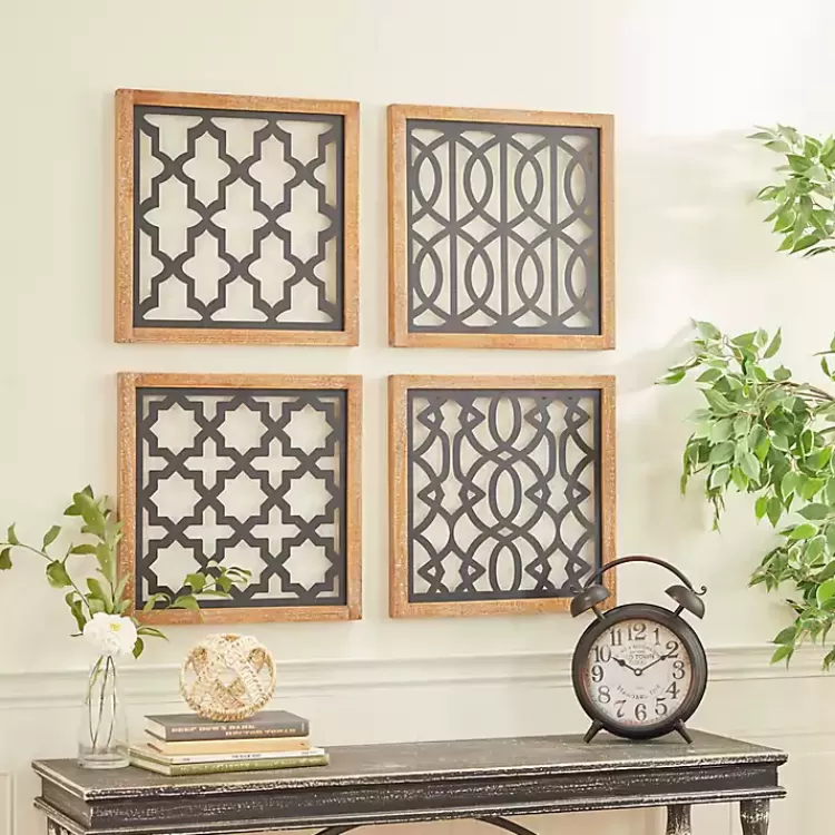Framed Matte Black Metal Wall Plaques, Set of 4>Kirklands Home Store