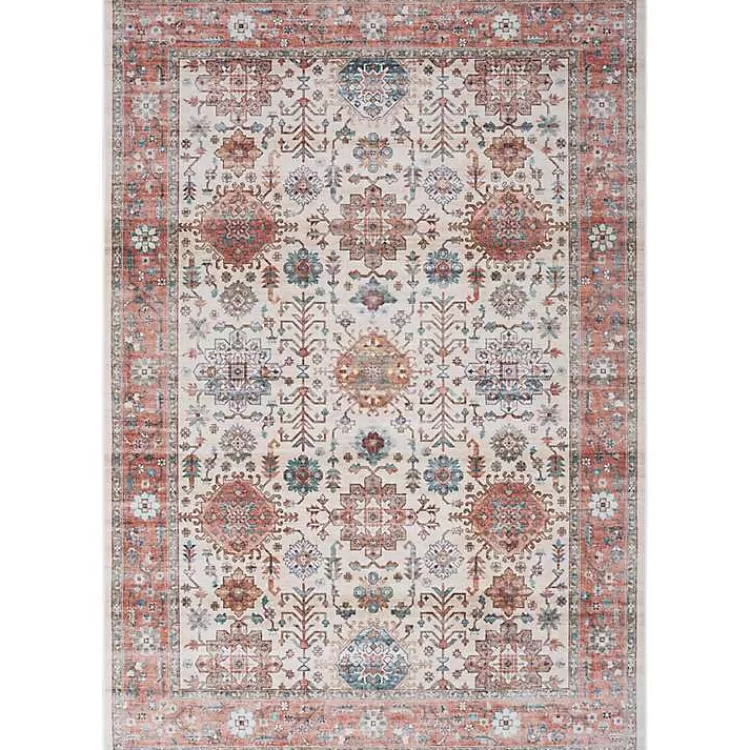 Fulton Red Floral Medallion Area Rug, 7x10>Kirklands Home Online