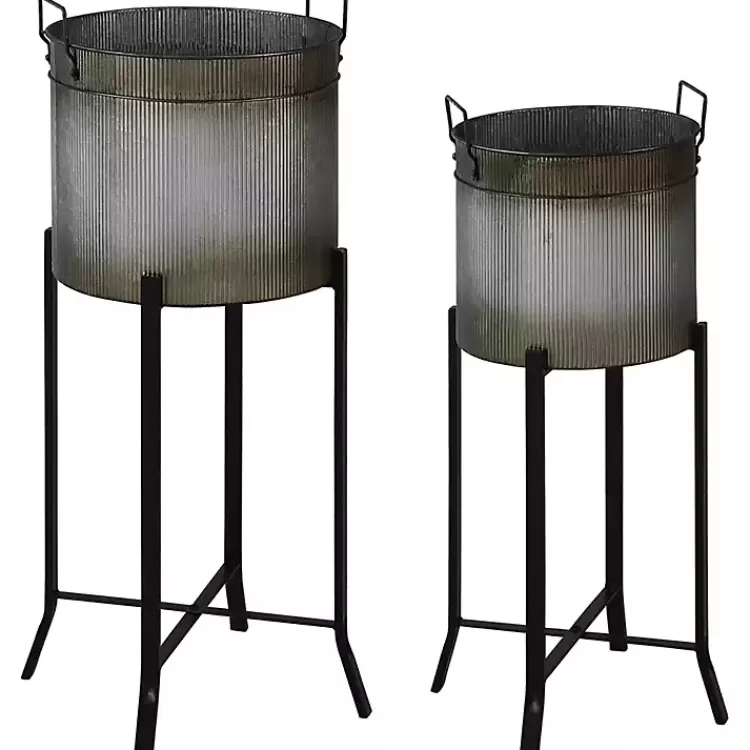Galvanized Planters with Stands, Set of 2>Kirklands Home Flash Sale