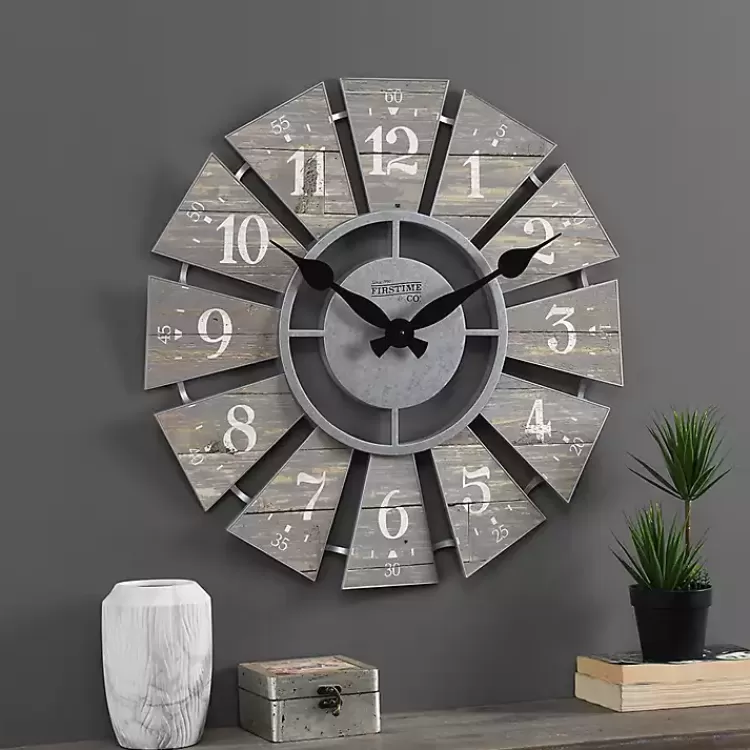 Galvanized Windmill Wall Clock>Kirklands Home Clearance