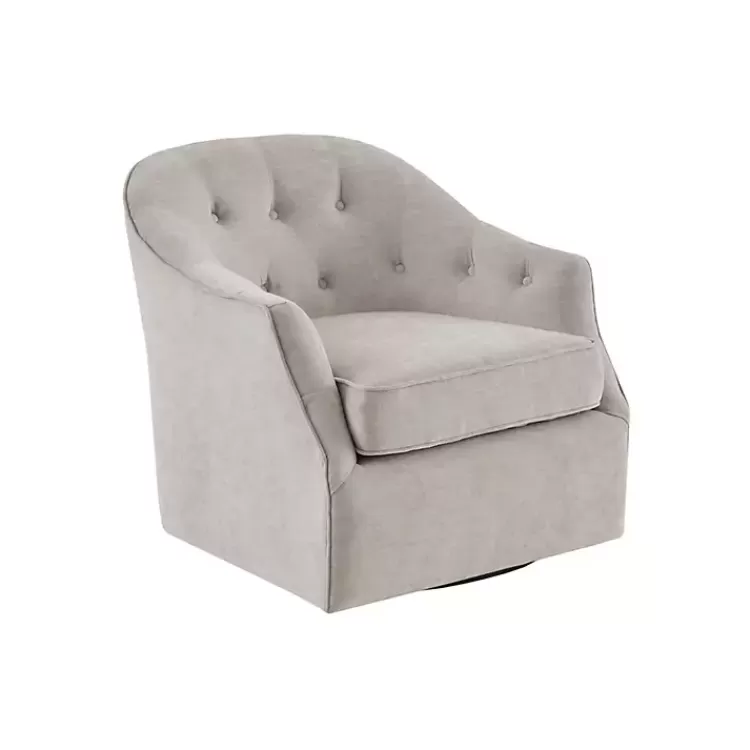 Gayla Taupe Button Tufted Swivel Accent Chair>Kirklands Home Shop