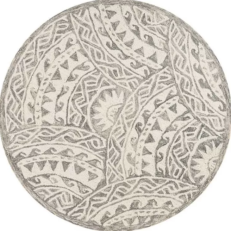 Geometric Round Waves Area Rug, 6 ft.>Kirklands Home Best