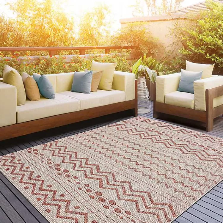 Geometric Stripe Sun Shower Outdoor Area Rug, 7x9>Kirklands Home Cheap