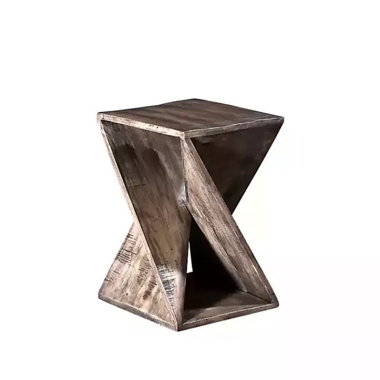 Geometric Twist Wood Accent Table>Kirklands Home Online