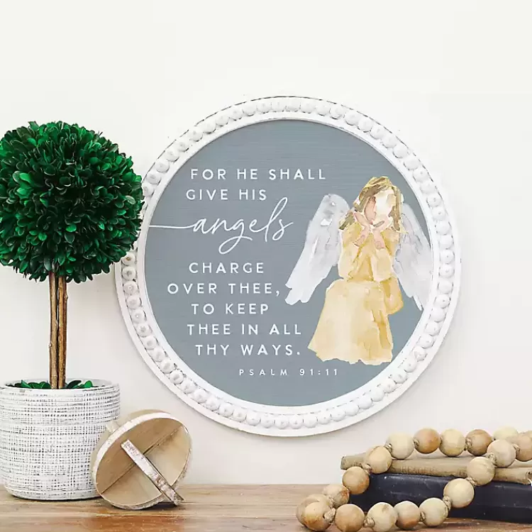 Give His Angels Round Wall Plaque>Kirklands Home Fashion