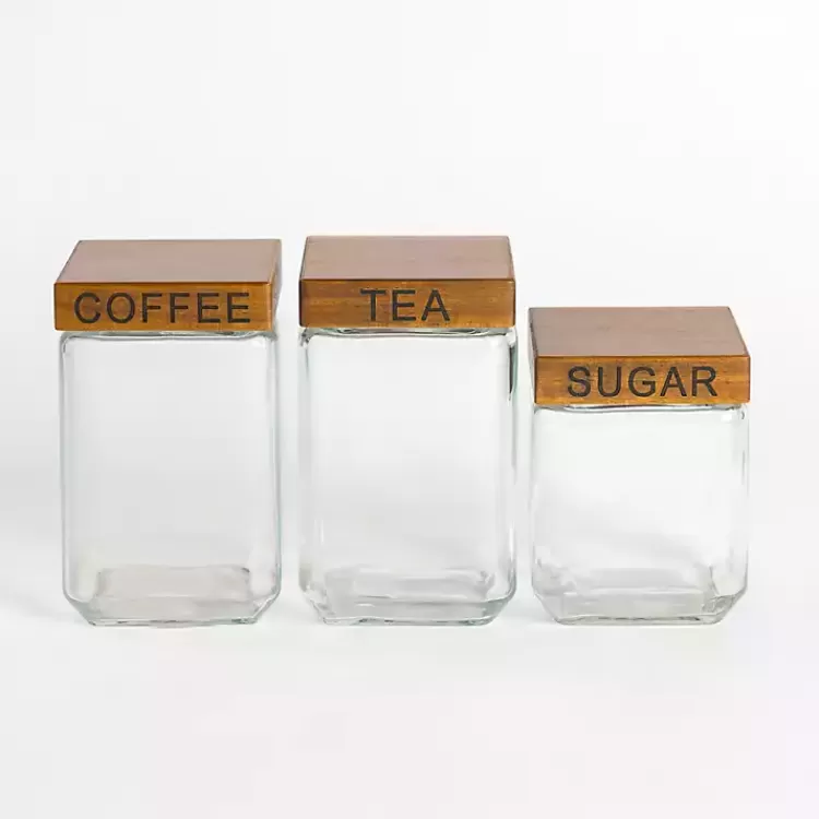 Glass and Wood Lid Canisters, Set of 3>Kirklands Home New