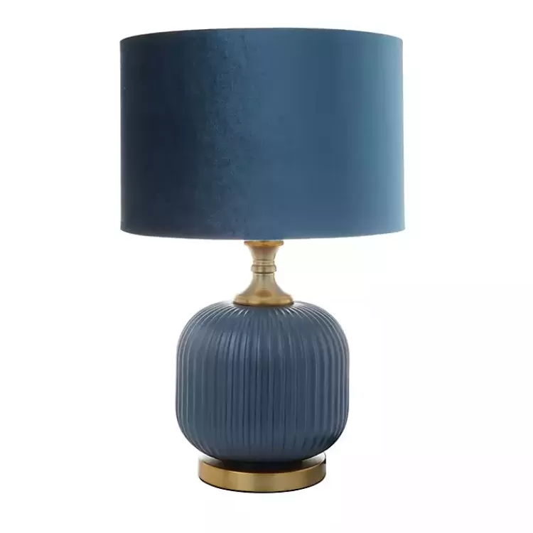 glass_base_round_blue_velvet_shade_table_lamp_2.webp Glass Base Round Velvet Shade Table Lamp>Kirklands Home Cheap