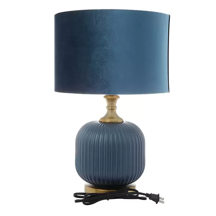 glass_base_round_blue_velvet_shade_table_lamp_7.webp Glass Base Round Velvet Shade Table Lamp>Kirklands Home Cheap