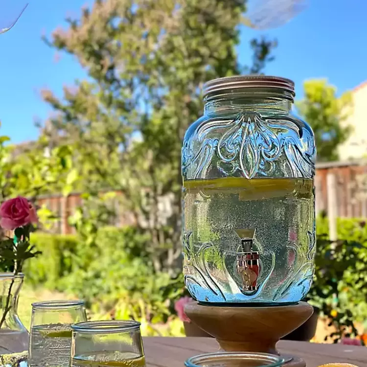 glass_embossed_mason_jar_beverage_dispenser_3.webp Glass Embossed Mason Jar Beverage Dispenser>Kirklands Home Store