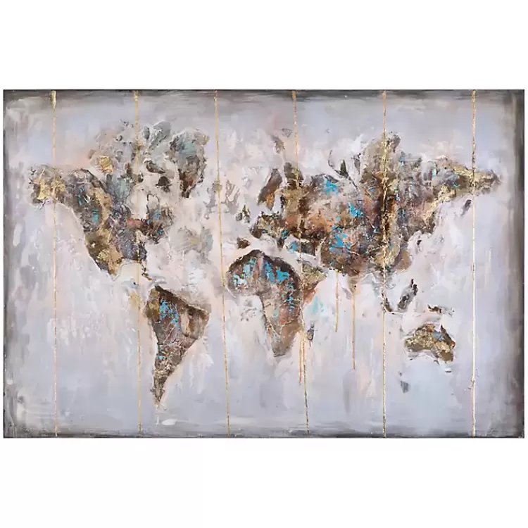 Glittering Abstract World Map Art Print, 47x32 in.>Kirklands Home Cheap