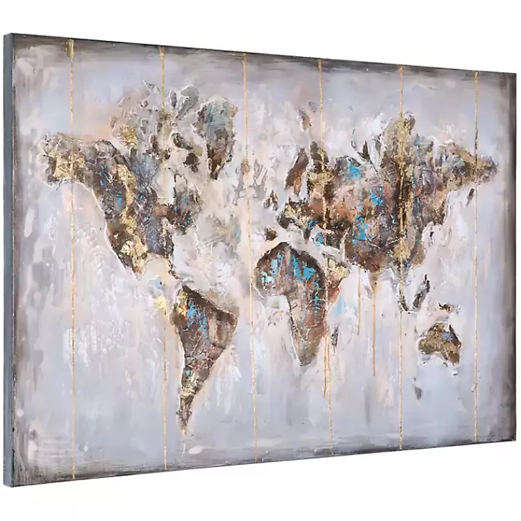 Glittering Abstract World Map Art Print, 47x32 in.>Kirklands Home Cheap