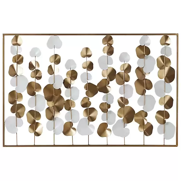 Glossy Gold Leaves Framed Wall Plaque>Kirklands Home Sale