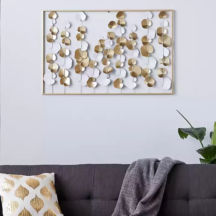 Glossy Gold Leaves Framed Wall Plaque>Kirklands Home Sale