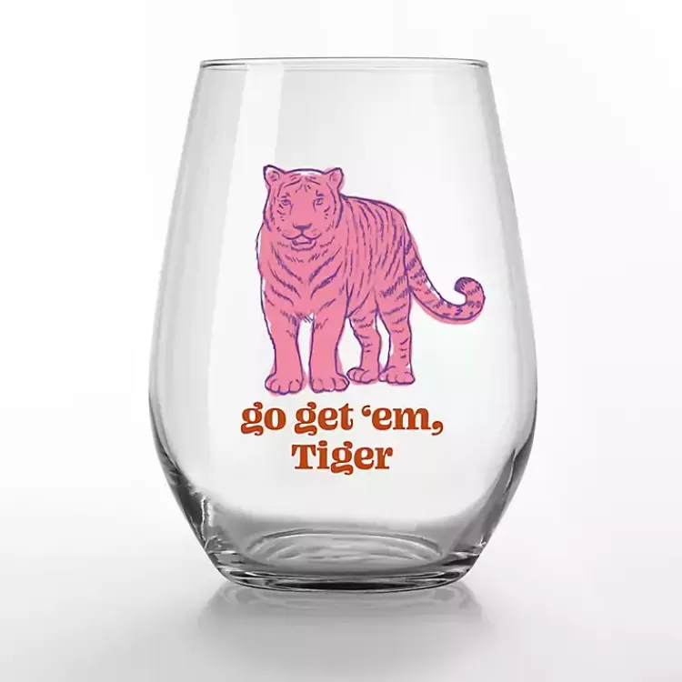 Go Get 'Em, Tiger Stemless Wine Glasses, Set of 2>Kirklands Home Cheap
