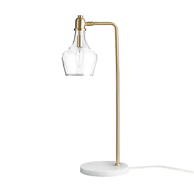Gold and Marble Table Lamp with Glass Bell Shade>Kirklands Home Store