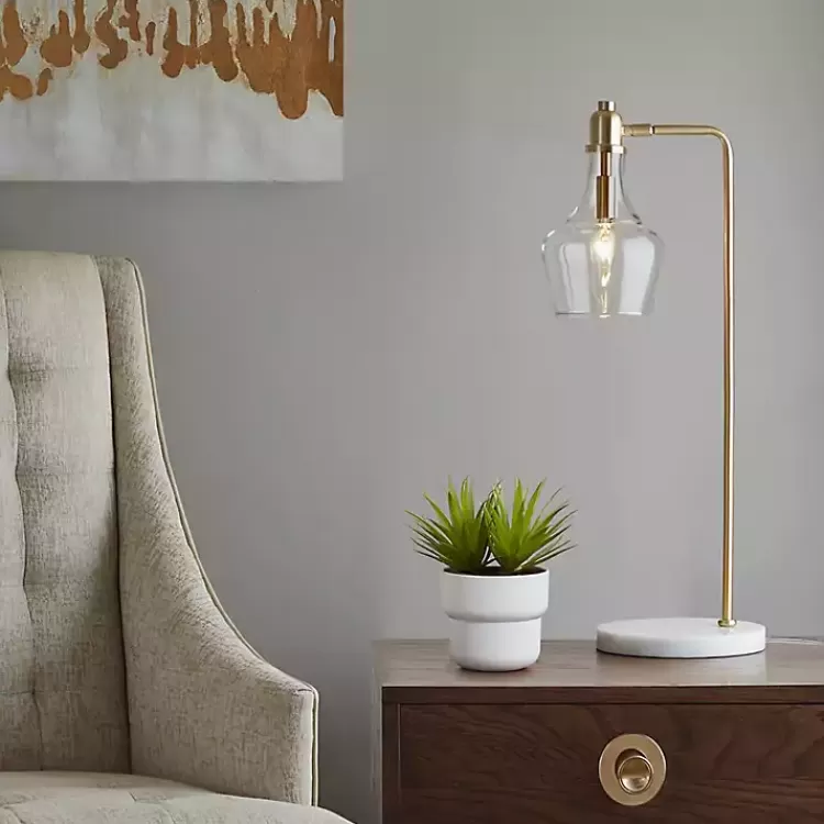 Gold and Marble Table Lamp with Glass Bell Shade>Kirklands Home Store