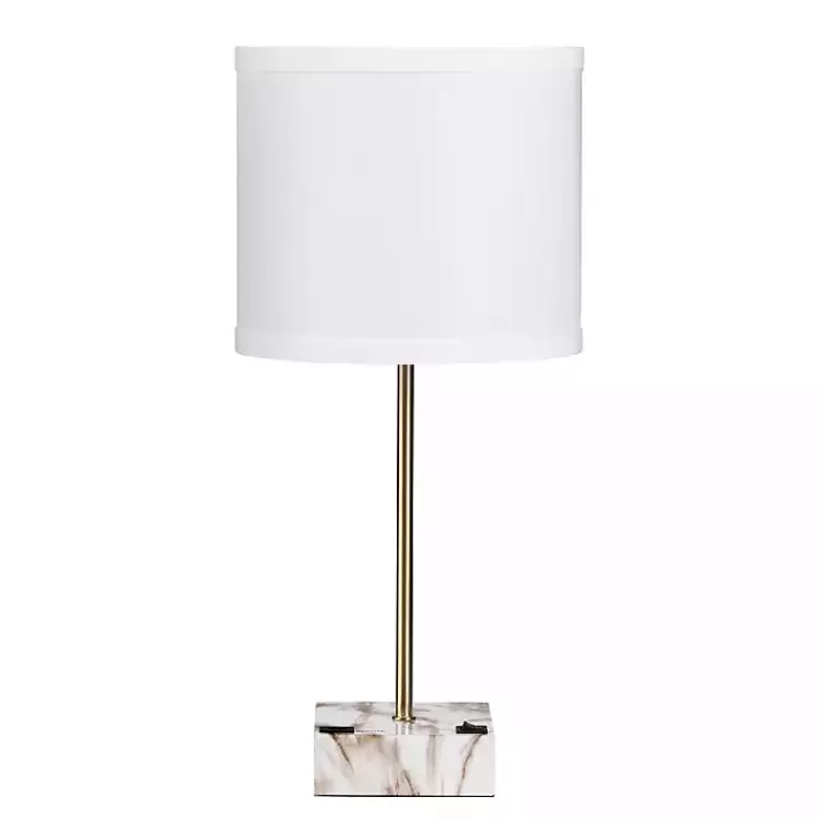 Gold and Marble USB Charging Table Lamp>Kirklands Home Shop