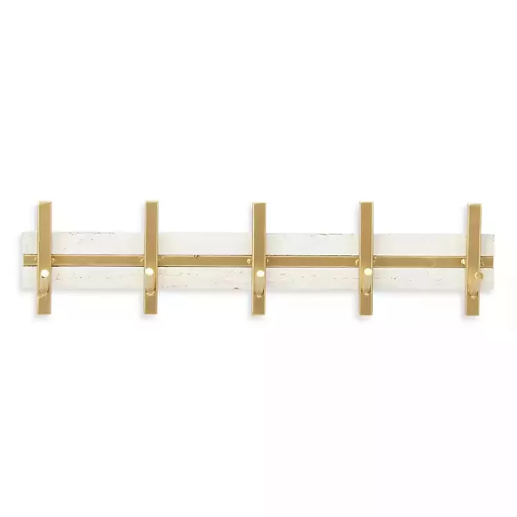 Gold and White 5-Hook Coat Rack>Kirklands Home Best Sale