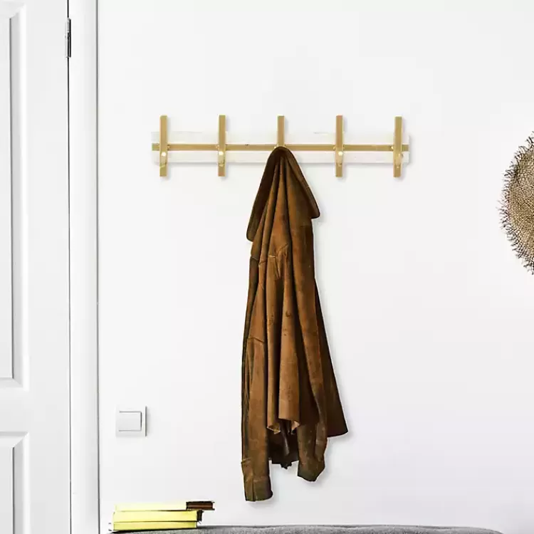 Gold and White 5-Hook Coat Rack>Kirklands Home Best Sale