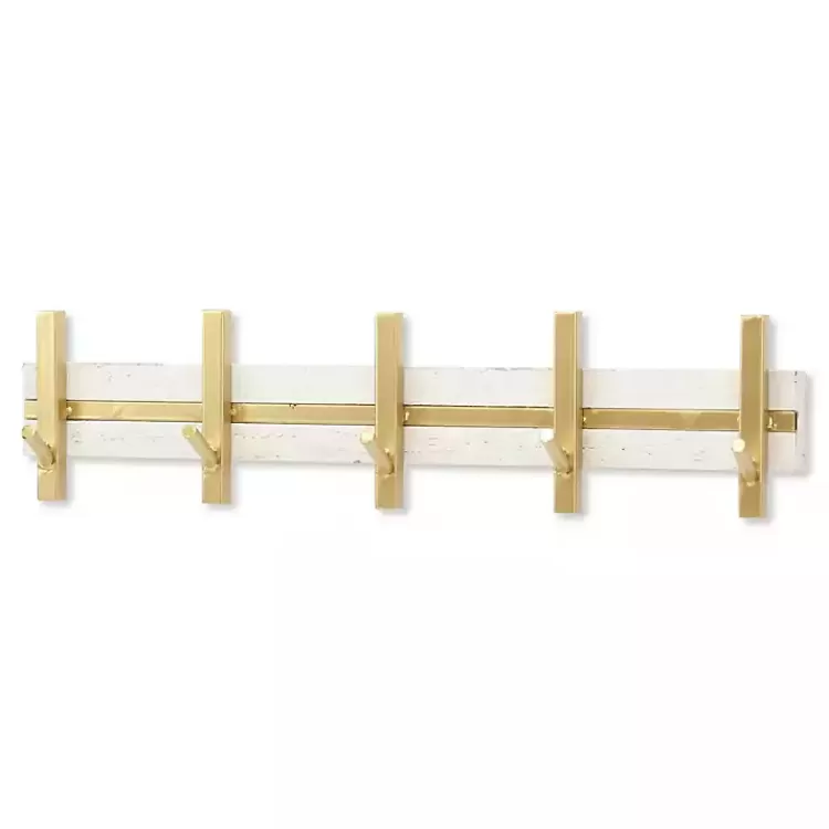 gold_and_white_hook_coat_rack_3.webp Gold and White 5-Hook Coat Rack>Kirklands Home Best Sale