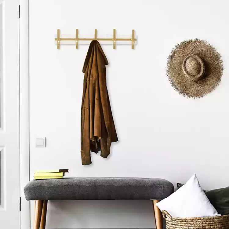 gold_and_white_hook_coat_rack_7.webp Gold and White 5-Hook Coat Rack>Kirklands Home Best Sale