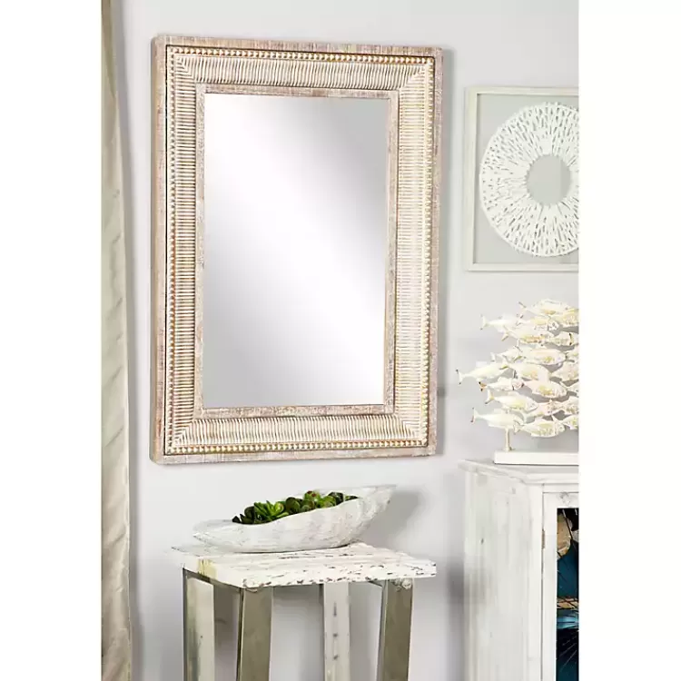 Gold and White Washed Carved Frame Mirror>Kirklands Home Discount
