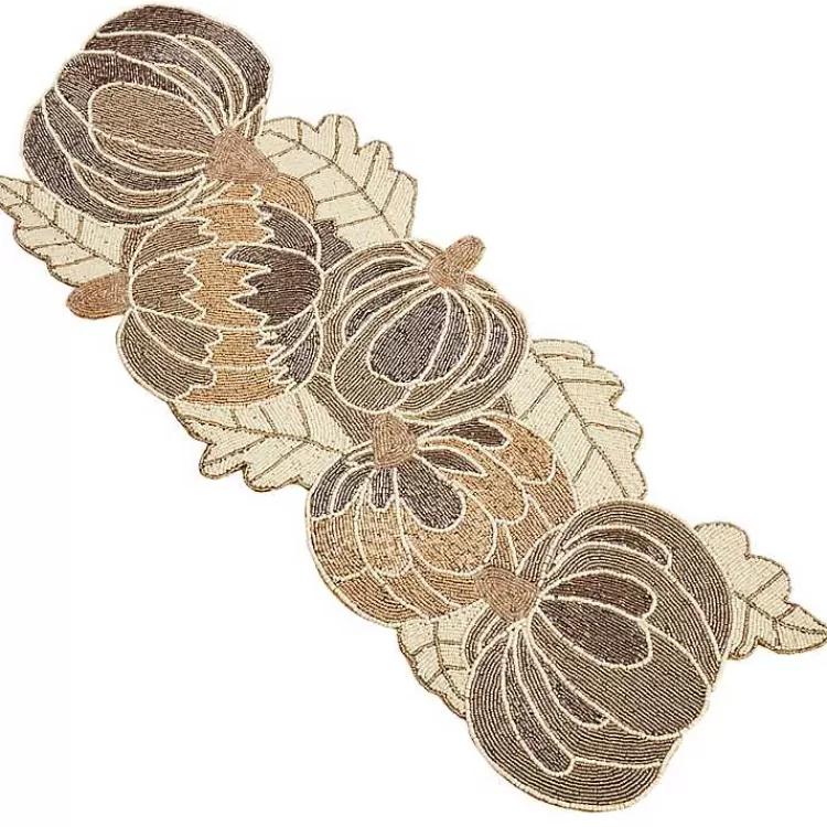 Gold Beaded Pumpkin Harvest Table Runner>Kirklands Home Discount