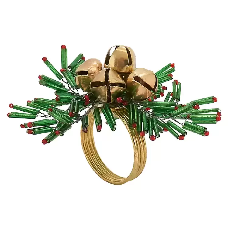 Gold Bells and Holly Napkin Rings, Set of 4>Kirklands Home Shop