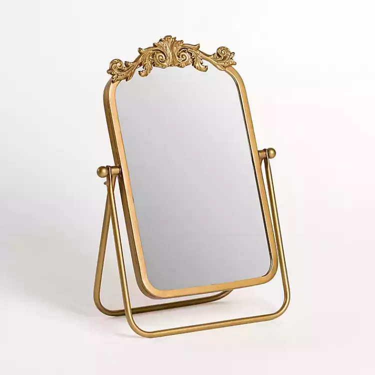 Gold Bordeaux Scroll Tabletop Mirror>Kirklands Home Discount