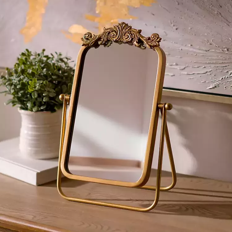 Gold Bordeaux Scroll Tabletop Mirror>Kirklands Home Discount